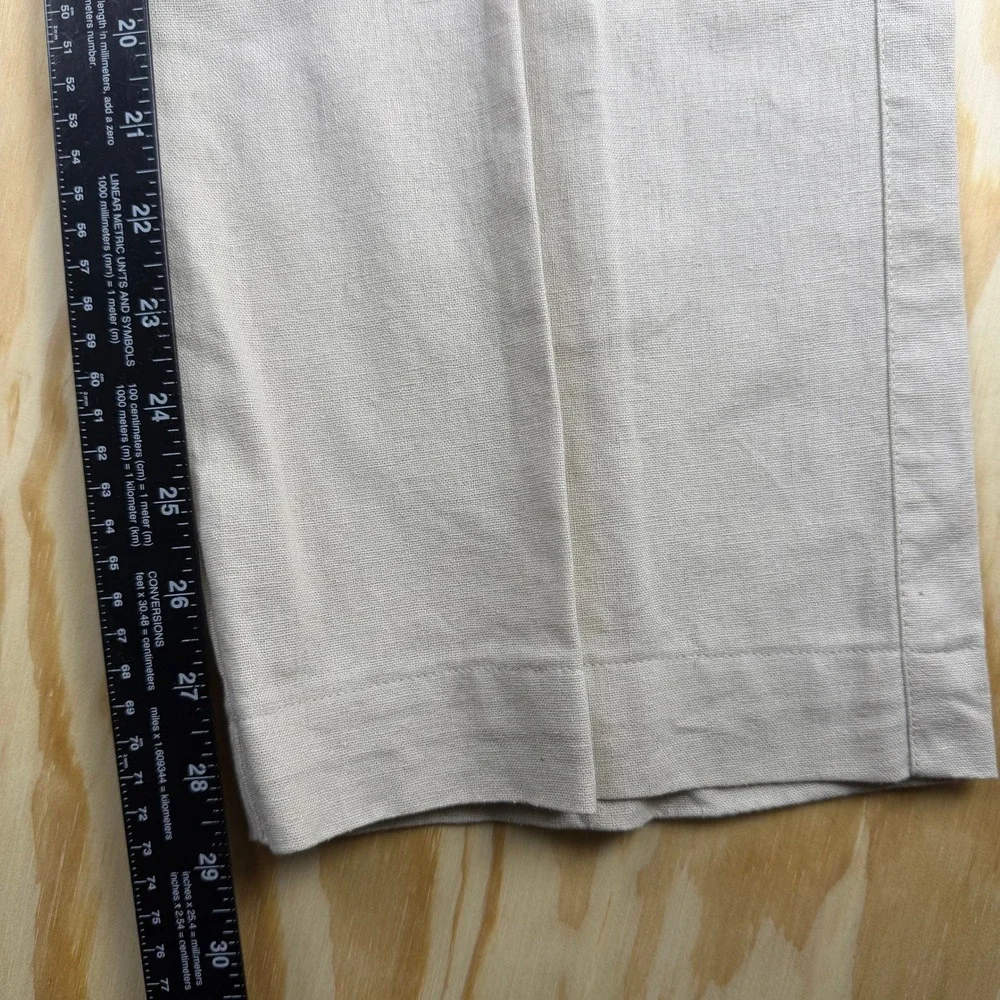 Joseph & Feiss Mens Linen Cotton Drawstring Pants Beige Straight Leg 34x32